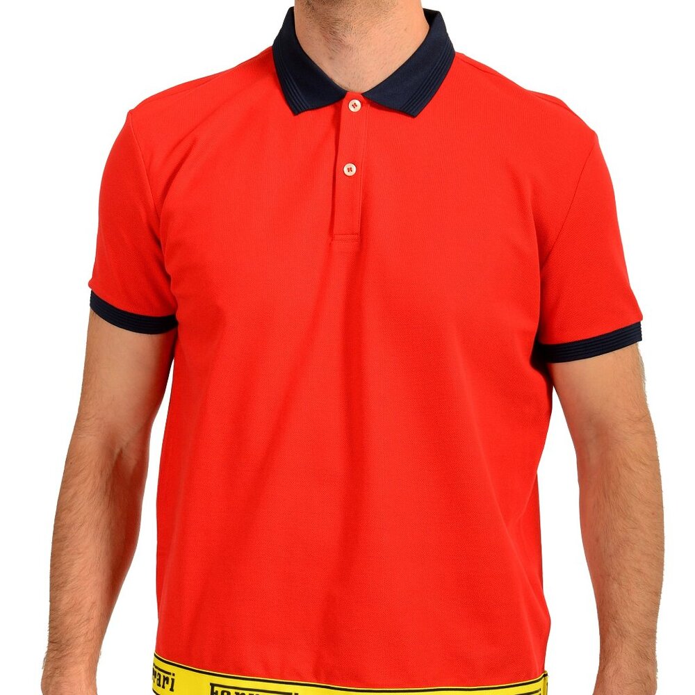 Scuderia Ferrari Men's Piquet Ferrari Tape Short Sleeve Polo Shirt US 2XL IT 56